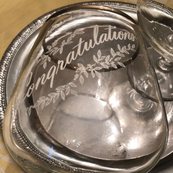 Vintage 1970’s 2 congratulations glass goblets - Picture 3 of 3